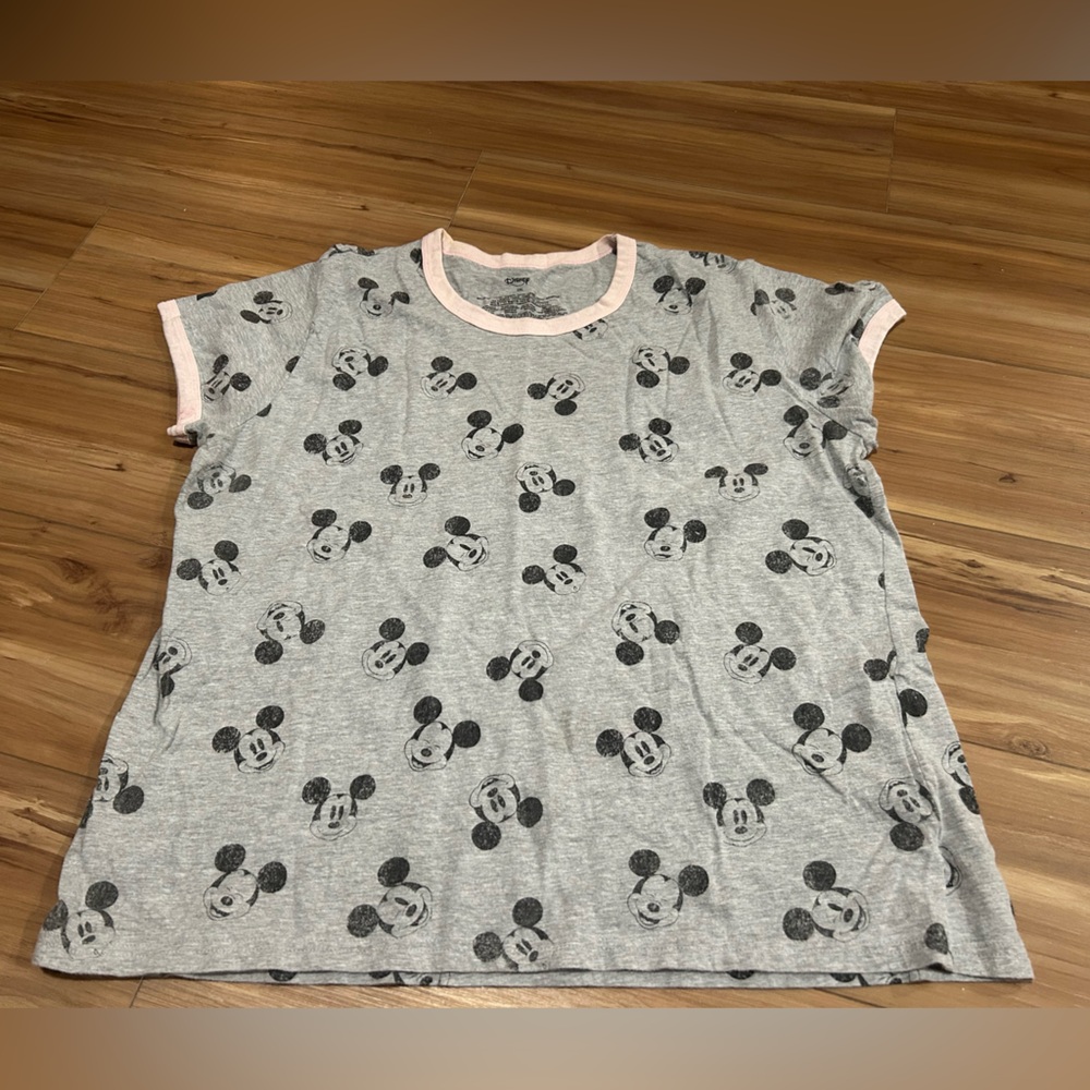 Gray T-Shirt with AOP Mickey Mouse Print Size 2X